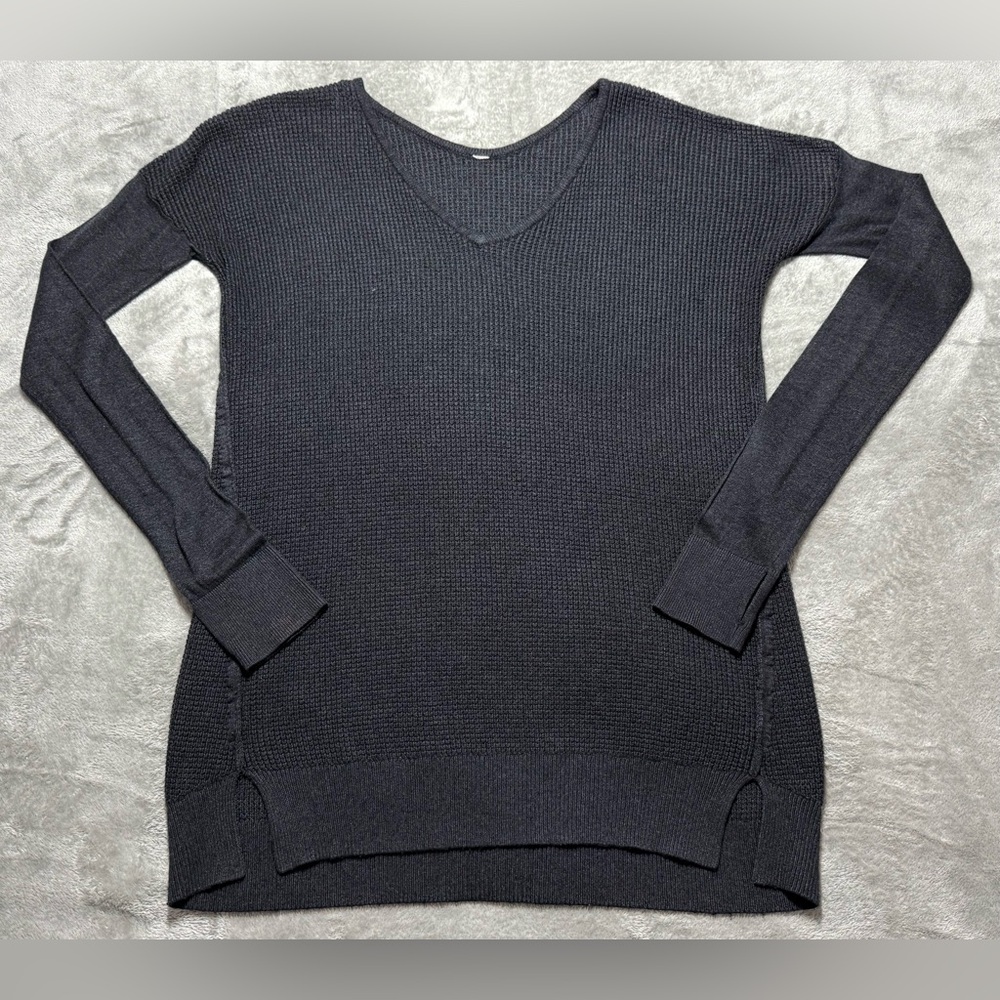 Lululemon The Sweater Life Knit Sweater Womens 4 Gray Knit Bamboo Cashmere Blend